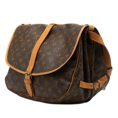 ルイ ヴィトン モノグラム ソミュール35 斜め掛け ショルダーバッグ M42254 ブラウン PVC レザー レディース LOUIS VUITTON 【中古】