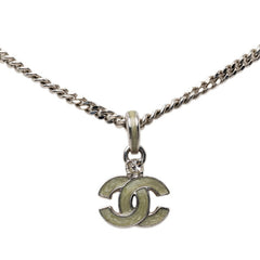 シャネル ココマーク ペンダント ネックレス 04P シルバー グリーン メタル ラインストーン レディース CHANEL 【中古】