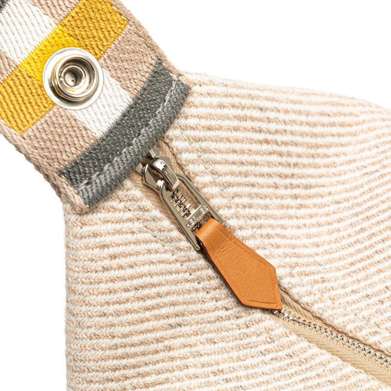エルメス ブリッド ア ブラック オ カレ ハンドバッグ ポーチ アイボリー イエロー トワルシェブロン レディース HERMES 【中古】