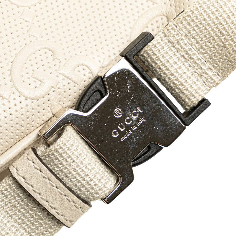 グッチ GGエンボス ベルトバッグ ボディバッグ 658582 ホワイト アイボリー レザー レディース GUCCI 【中古】