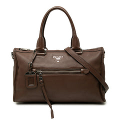 プラダ ハンドバッグ 2WAY ショルダーバッグ ブラウン レザー レディース PRADA 中古