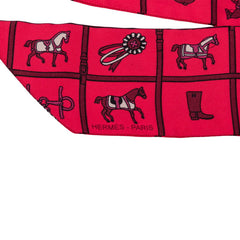 エルメス ツイリー Couvertures et tenues de Jour 馬着 スカーフ ピンク レッド系 シルク レディース HERMES 【中古】