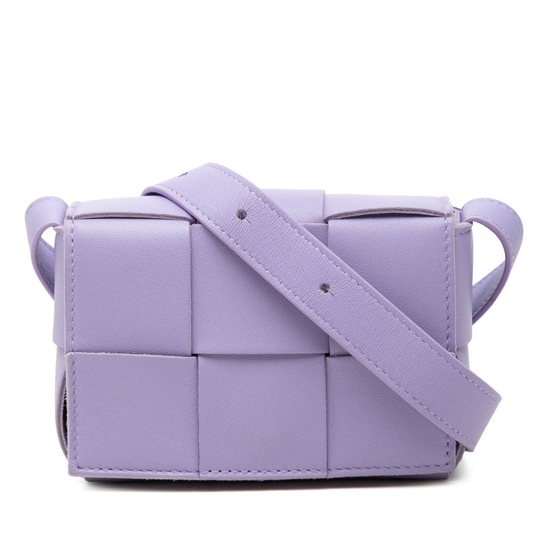 ボッテガヴェネタ マキシイントレチャート カセット ショルダーバッグ パープル レザー レディース BOTTEGAVENETA 【中古】