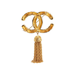 シャネル ヴィンテージ ココマーク ヨウガン 溶岩 フリンジ ブローチ ゴールド メッキ レディース CHANEL 【中古】