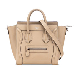 セリーヌ ラゲージ ナノショッパー ハンドバッグ ショルダーバッグ 2WAY ベージュ レザー レディース CELINE 【中古】