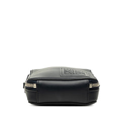 ロエベ アナグラム バーティカル クロスボディポケット 斜め掛け ショルダーバッグ ネイビー レザー レディース LOEWE 中古
