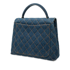 シャネル マトラッセ ココマーク トップハンドル ハンドバッグ インディゴ ブルー デニム レディース CHANEL 【中古】