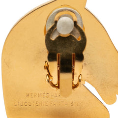 エルメス シュバル 馬 ホース モチーフ イヤリング ゴールド メッキ レディース HERMES 【中古】