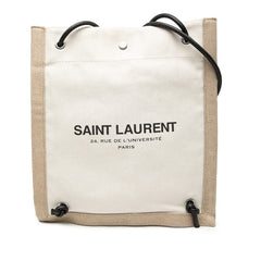 サンローラン ショルダーバッグ ナップサック 710272 ホワイト ベージュ キャンバス レザー レディース SAINT LAURENT 【中古】