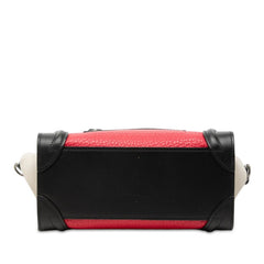 セリーヌ ラゲージ ナノショッパー ハンドバッグ ブラック レッド グレー レザー スウェード レディース CELINE 【中古】