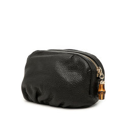 グッチ バンブー コスメポーチ アクセサリーポーチ 246175 ブラック レザー レディース GUCCI 【中古】
