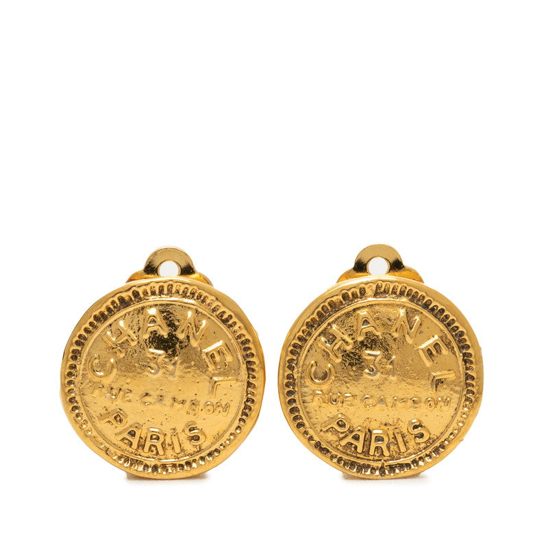 シャネル 31 RUE CAMBON ラウンド イヤリング ゴールド メッキ GP レディース CHANEL 【中古】