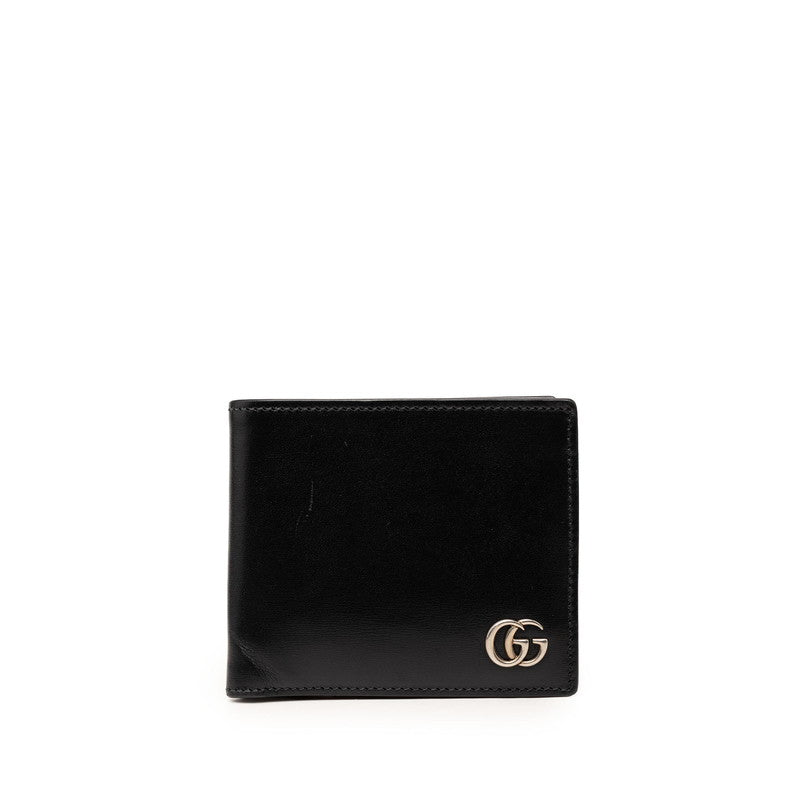 グッチ GGマーモント 二つ折り財布 428725 ブラック レザー メンズ GUCCI 【中古】