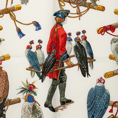 エルメス カレ90 LES OISEAUX DU ROY 王の鳥たち スカーフ ネイビー ホワイト シルク レディース HERMES 【中古】