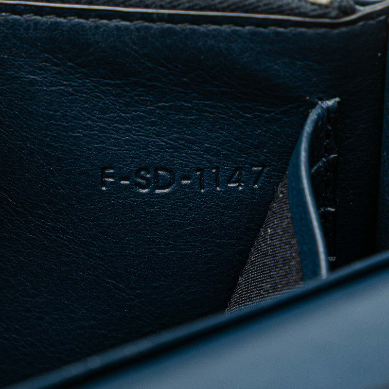セリーヌ フレーム イブニング チェーン ウォレット ショルダーバッグ ネイビー ボルドー レザー レディース CELINE 【中古】