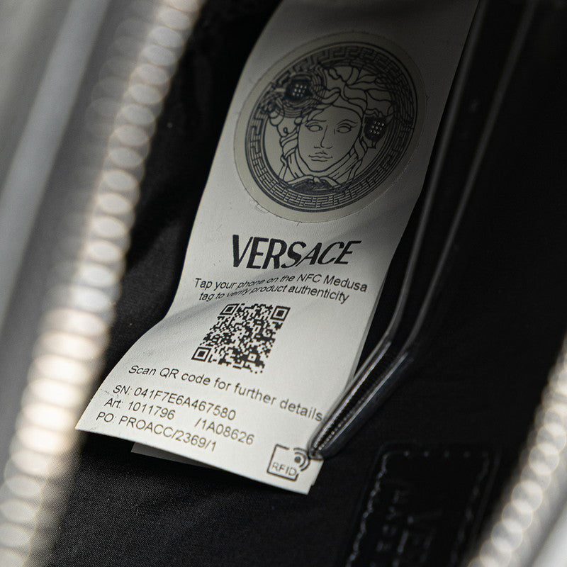 ヴェルサーチェ ショルダーバッグ ブラック ブルー レザー レディース VERSACE 【中古】