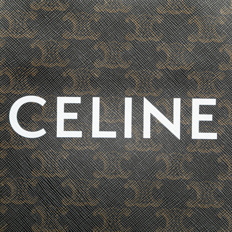 セリーヌ トリオンフ ミニ バーティカル カバ ハンドバッグ ショルダーバッグ 2WAY ブラック ブラウン PVC レザー レディース CELINE 【中古】