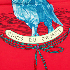 エルメス カレ90 CUIRS DU DESERT 砂漠の革飾り スカーフ レッド マルチカラー シルク レディース HERMES 【中古】