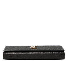 サンローラン YSLロゴ ケイト ウォレット チェーン ショルダーバッグ 斜め掛け ブラック スパンコール レザー レディース SAINT LAURENT 【中古】