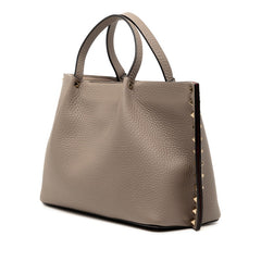 ヴァレンティノ ロックスタッズ ハンドバッグ ショルダーバッグ 2WAY グレー レザー レディース VALENTINO 【中古】