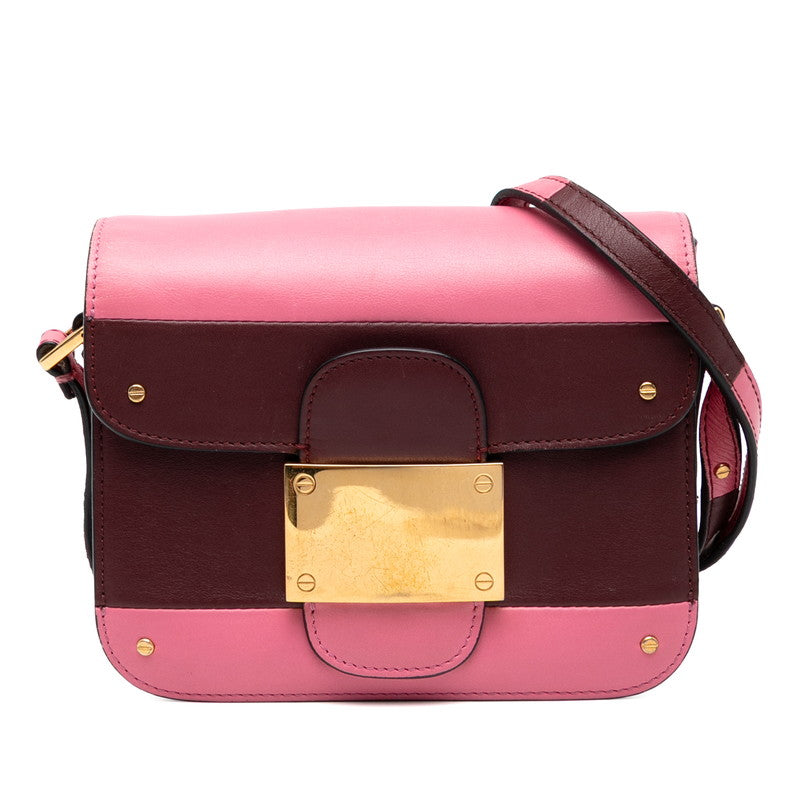 ヴァレンティノ ショルダーバッグ ピンク ワインレッド レザー レディース VALENTINO 【中古】