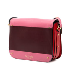ヴァレンティノ ショルダーバッグ ピンク ワインレッド レザー レディース VALENTINO 【中古】