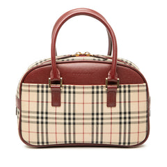 バーバリー ノバチェック ハンドバッグ ミニボストンバッグ ベージュ マルチカラー キャンバス レザー レディース BURBERRY 【中古】