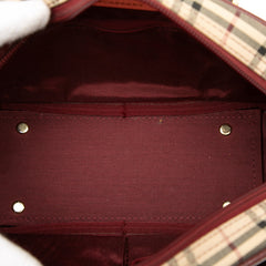 バーバリー ノバチェック ハンドバッグ ミニボストンバッグ ベージュ マルチカラー キャンバス レザー レディース BURBERRY 【中古】