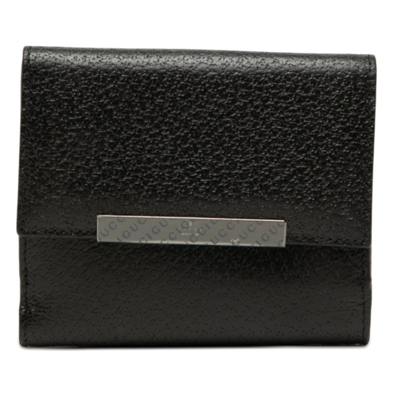 グッチ 二つ折り財布 ブラック レザー レディース GUCCI 【中古】