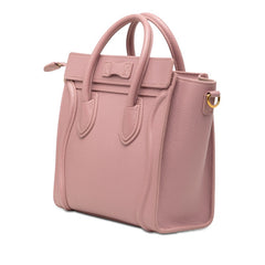 セリーヌ ラゲージ ナノ ショッパー ハンドバッグ ショルダーバッグ 2WAY ピンク レザー レディース CELINE 【中古】