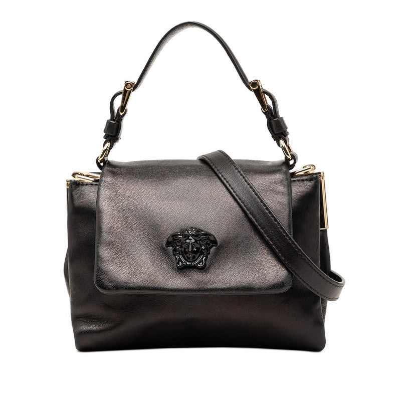 ヴェルサーチェ メデューサ ハンドバッグ ショルダーバッグ 2WAY ブラック レザー レディース VERSACE 【中古】
