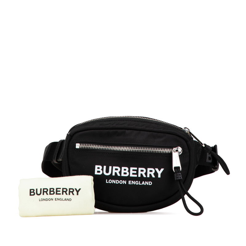 バーバリー ロゴプリント ボディバッグ ウエストバッグ ブラック ナイロン レディース BURBERRY 【中古】
