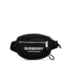 バーバリー ロゴプリント ボディバッグ ウエストバッグ ブラック ナイロン レディース BURBERRY 【中古】