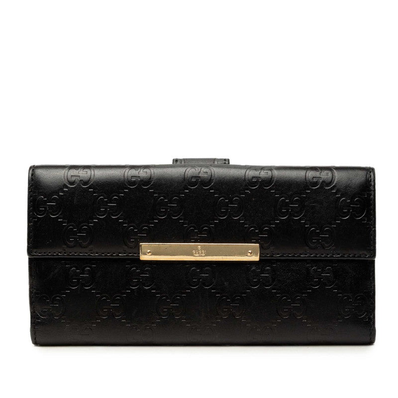 グッチ グッチシマ コンチネンタルウォレット 長財布 112715 ブラック レザー レディース GUCCI 中古