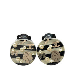 シャネル イヤリング ブラック ホワイト プラスチック レディース CHANEL 【中古】