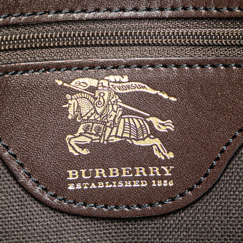 バーバリー ノバチェック シャドーホース トートバッグ ハンドバッグ ベージュ ブラウン PVC レザー レディース BURBERRY 【中古】
