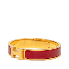 エルメス クリックH PM ブレスレット バングル ゴールド レッド メッキ エナメル レディース HERMES 中古