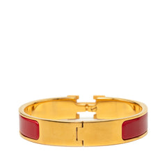 エルメス クリックH PM ブレスレット バングル ゴールド レッド メッキ エナメル レディース HERMES 中古