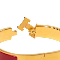 エルメス クリックH PM ブレスレット バングル ゴールド レッド メッキ エナメル レディース HERMES 中古