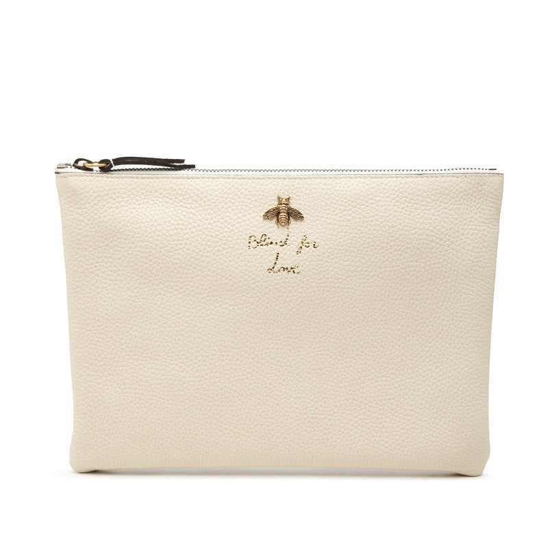 グッチ アニマリエ ビー クラッチバッグ セカンドバッグ 460187 アイボリー レザー レディース GUCCI 【中古】
