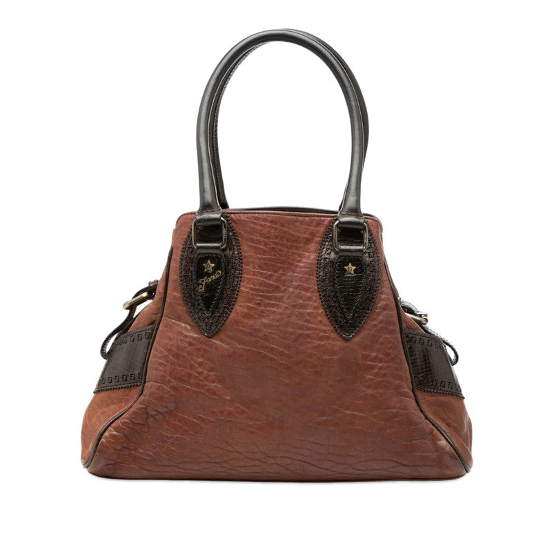 フェンディ エトニコ ハンドバッグ 8BN157 ブラウン レザー レディース FENDI 【中古】
