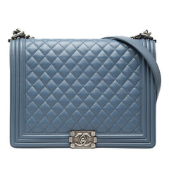 シャネル ココマーク マトラッセ ボーイシャネル30 チェーンショルダーバッグ ライトブルー ラムスキン レディース CHANEL 【中古】