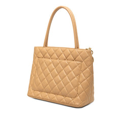 シャネル マトラッセ ココマーク 復刻トート トートバッグ ハンドバッグ ベージュ キャビアスキン レディース CHANEL 【中古】