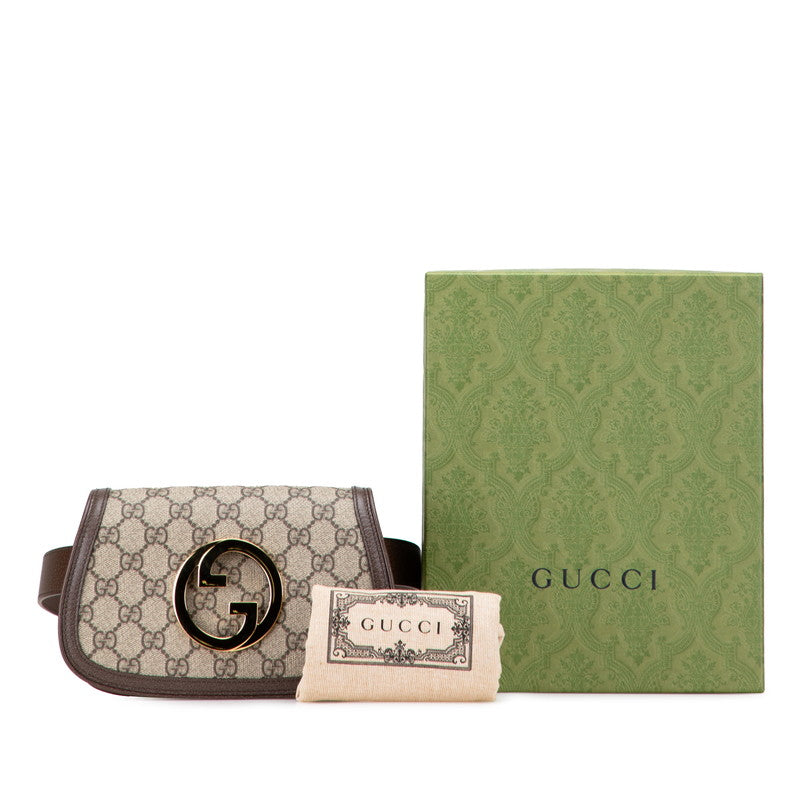 グッチ GGスプリーム ブロンディ ベルトバッグ ボディバッグ 703807 ベージュ ブラウン PVC レザー レディース GUCCI 【中古】