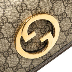 グッチ GGスプリーム ブロンディ ベルトバッグ ボディバッグ 703807 ベージュ ブラウン PVC レザー レディース GUCCI 【中古】