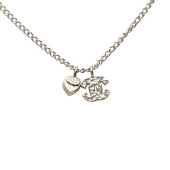 シャネル ココマーク ハートモチーフ ネックレス 03A シルバー メタル ラインストーン レディース CHANEL 中古