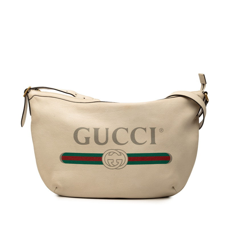 グッチ ロゴプリント ショルダーバッグ 523588 ベージュ レザー レディース GUCCI 【中古】