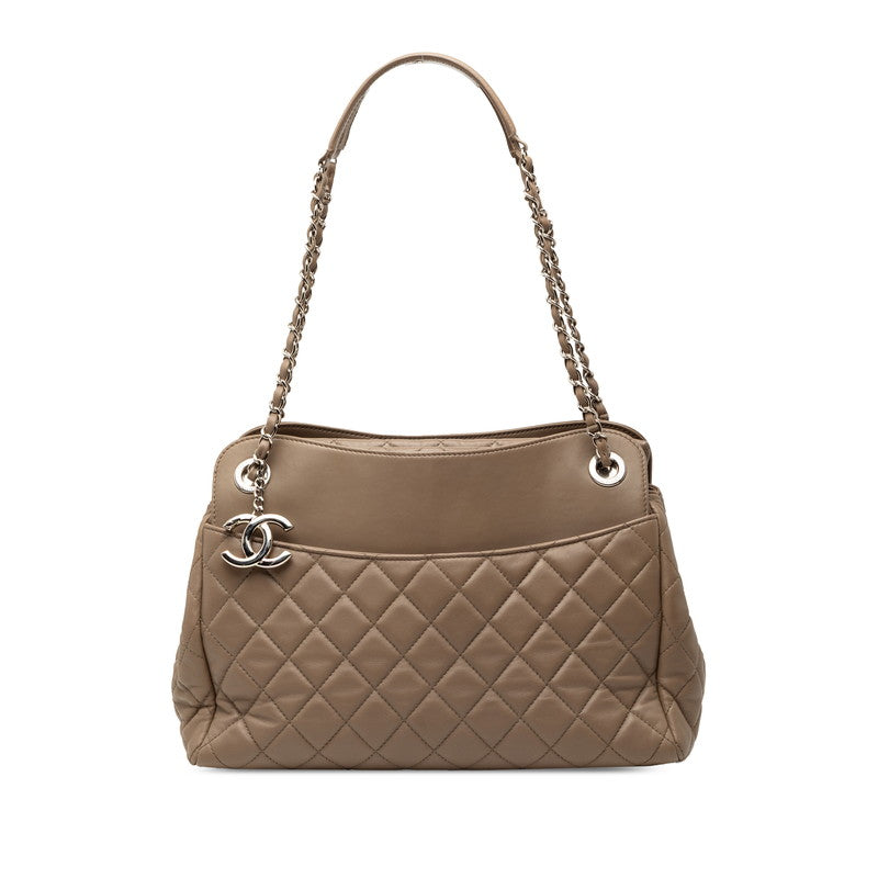 シャネル マトラッセ ココマーク チェーン トートバッグ ショルダーバッグ グレージュ ラムスキン レディース CHANEL 【中古】