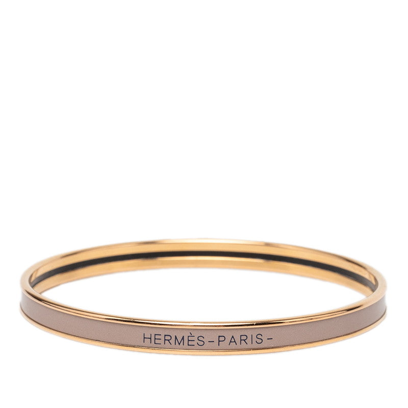 エルメス ユニ XS エナメルブレスレット バングル ベージュ系 ゴールド メッキ レディース HERMES 【中古】