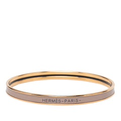 エルメス ユニ XS エナメルブレスレット バングル ベージュ系 ゴールド メッキ レディース HERMES 【中古】